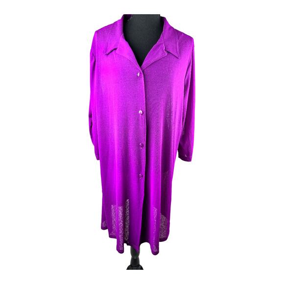 Always for Me magenta swimsuit cover up button front semi-sheer size 1X - Picture 1 of 5